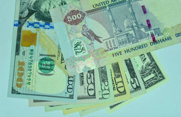 Close United Arab Emirates Currency Dirhams Fils Dubai Abu Dhabi — 스톡 사진