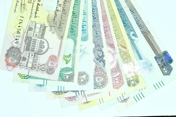 Close United Arab Emirates Currency Dirhams Fils Dubai Abu Dhabi — 스톡 사진
