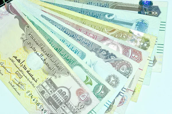Κοντινό Πλάνο Νόμισμα Ηνωμένων Αραβικών Εμιράτων Dirhams Και Fils Ντουμπάι — Φωτογραφία Αρχείου
