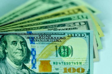 Amerika Birleşik Devletleri 'nin yakın plan banknotları, ABD' nin ABD para birimi.