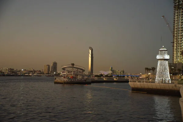 Dubai Slyline Dubai Creek Harbour Dubai Canal Para Downtown Business — Fotografia de Stock