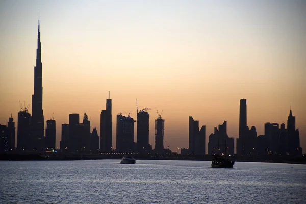 Dubai Slyline Dubai Creek Harbour Dubai Canal Downtown Business Bay Obrazek Stockowy