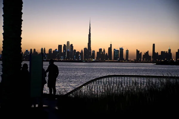 Dubai Slyline Dubai Creek Harbour Dubai Canal Downtown Business Bay Zdjęcie Stockowe