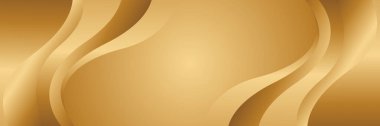 Pürüzsüz kıvrımları olan soyut altın metalik arka plan. Web siteleri, başlıklar, satış şablonları, iş ilanları, ödüller, etkinlikler ve daha fazlası için şık lüks afiş tasarımı