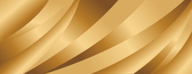 Pürüzsüz kıvrımları olan soyut altın metalik arka plan. Web siteleri, başlıklar, satış şablonları, iş ilanları, ödüller, etkinlikler ve daha fazlası için şık lüks afiş tasarımı