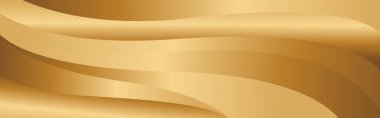 Pürüzsüz kıvrımları olan soyut altın metalik arka plan. Web siteleri, başlıklar, satış şablonları, iş ilanları, ödüller, etkinlikler ve daha fazlası için şık lüks afiş tasarımı