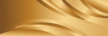 Pürüzsüz kıvrımları olan soyut altın metalik arka plan. Web siteleri, başlıklar, satış şablonları, iş ilanları, ödüller, etkinlikler ve daha fazlası için şık lüks afiş tasarımı