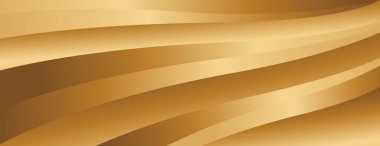 Pürüzsüz kıvrımları olan soyut altın metalik arka plan. Web siteleri, başlıklar, satış şablonları, iş ilanları, ödüller, etkinlikler ve daha fazlası için şık lüks afiş tasarımı