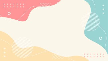 Pastel renklerde soyut vektör geometrik arkaplan. Sıvı şekilli duvar kağıdı çizimleri. Şablonlar, posterler, kapaklar, afişler, web ve sayfalar için uygun