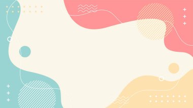 Pastel renklerde soyut vektör geometrik arkaplan. Sıvı şekilli duvar kağıdı çizimleri. Şablonlar, posterler, kapaklar, afişler, web ve sayfalar için uygun