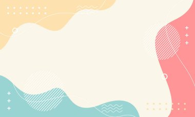 Pastel renklerde soyut vektör geometrik arkaplan. Sıvı şekilli duvar kağıdı çizimleri. Şablonlar, posterler, kapaklar, afişler, web ve sayfalar için uygun