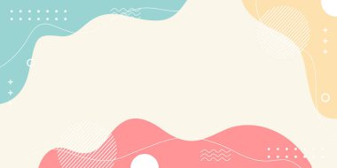 Pastel renklerde soyut vektör geometrik arkaplan. Sıvı şekilli duvar kağıdı çizimleri. Şablonlar, posterler, kapaklar, afişler, web ve sayfalar için uygun