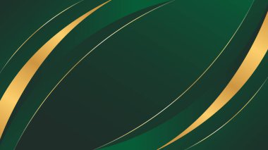 Soyut zümrüt yeşili, altın çizgileri olan eğri büğrü bir arka plan. Zarif modern duvar kağıtları. Şablonlar, pankartlar, satışlar, reklamlar, etkinlikler, ödüller, web ve sayfalar için uygundur