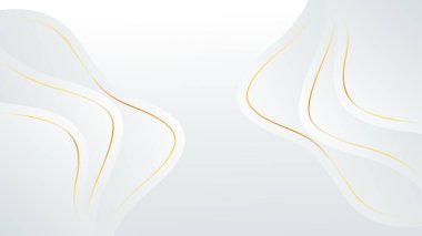 Altın çizgileri olan zarif, beyaz-gri, lüks bir arka plan. Soyut modern duvar kağıdı. Şablonlar, pankartlar, kapaklar, satışlar, etkinlikler, ödüller, web siteleri, sayfalar ve daha fazlası için uygun
