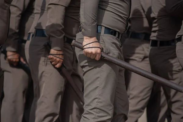 Bereitschaftspolizeibusse Überprüfen Personenkontrolle — Stockfoto