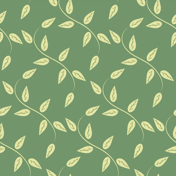 Абстрактный Ручной Рисунок Зеленых Листьев Ветвей Завитков Текучих Линий Декоративная — стоковый вектор