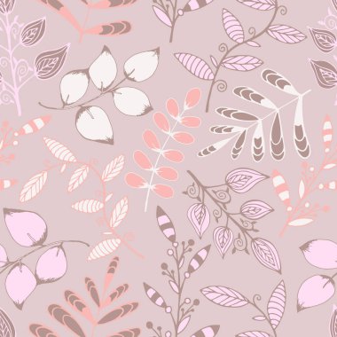 El çizimi, yapraklar, dallar, bukleler, akış çizgileri. Çiçekli elementler. Tebrik kartı, davetiye, duvar kağıdı, ambalaj kağıdı için sevimli pembe karalama çizimi