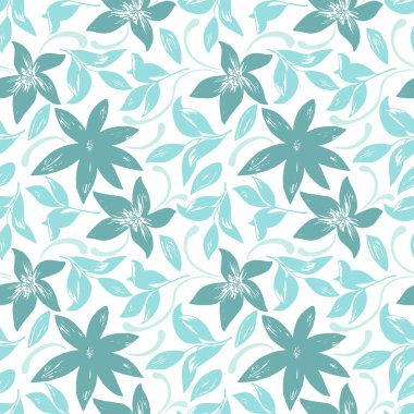 Çiçeklerin, yaprakların, dalların, buklelerin, akan çizgilerin kusursuz desenleri. Tebrik kartı, davetiye, duvar kağıdı, ambalaj kağıdı, kumaş için dekoratif vektör illüstrasyonu