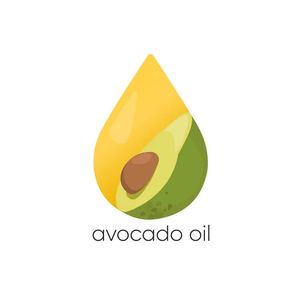 Avokado Yağı Vektör Logosu Ambalaj Tasarım Öğesi Simgesi Sağlıklı Vegan — Stok Vektör