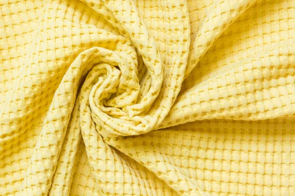 Yellow Color Textile Close Top View Abstract Checkered Pattern — Stock Photo, Image