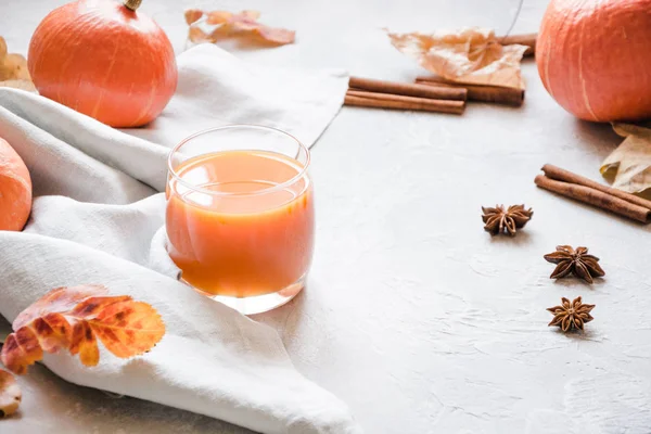 Fresh Pumpkin Spice Smoothie Juice Dark Autumn Fall Winter Hot — Stock Photo, Image