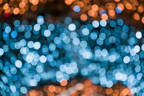 Blurred Blue Garland City Night Light Blur Bokeh Defocused Background — Stock Photo, Image