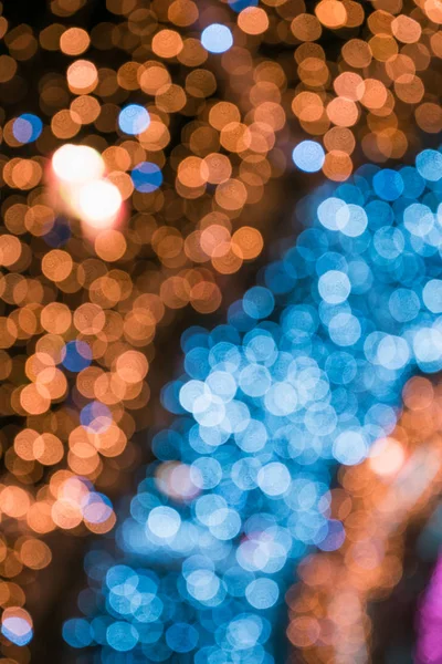 Blurred Blue Garland City Night Light Blur Bokeh Defocused Background — Stock Photo, Image