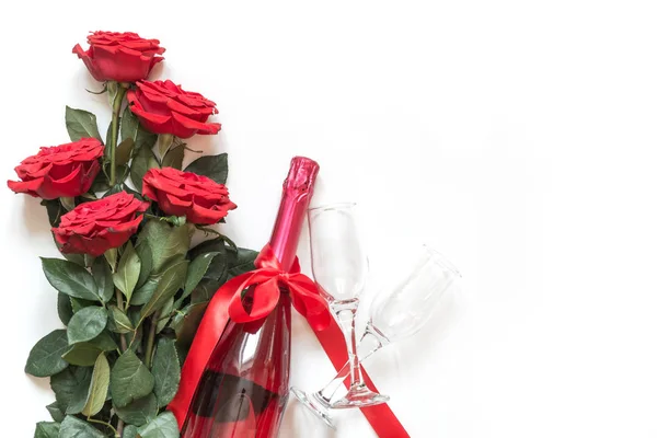 Tarjeta Felicitación Del Día San Valentín Con Rosas Rojas Románticas — Foto de Stock