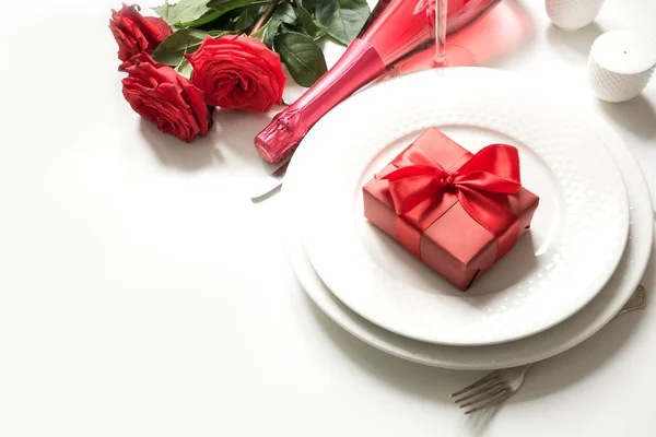 День Святого Валентина Або День Народження Романтичної Вечері Елегантність Сервірування — стокове фото