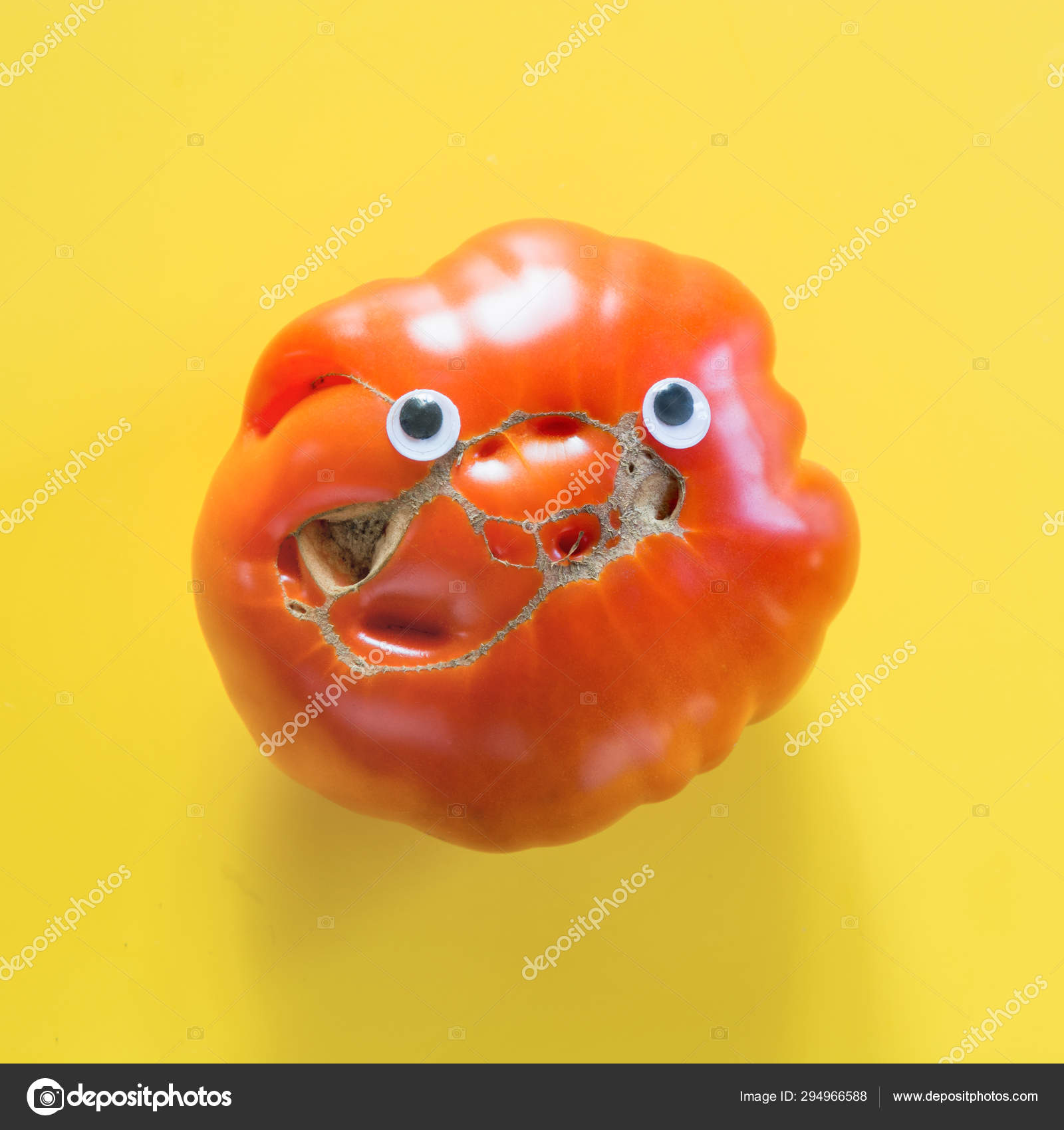 Ugly ripe tomatoes as face, smile with eyes. Stock Photo by ©Svetlana