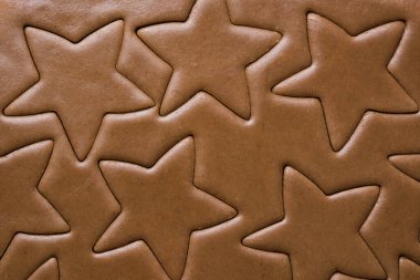 Yıldız şeklinde zencefilli kurabiye için çiğ hamur deseni. Noel hediyeleri hazırlıyorum..