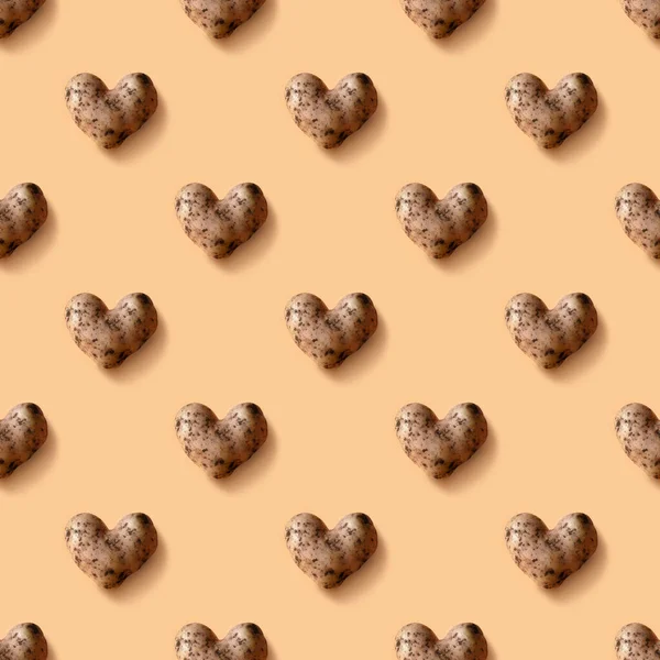 Patrón Sin Costuras Patata Anormal Forma Corazón Sobre Fondo Beige — Foto de Stock