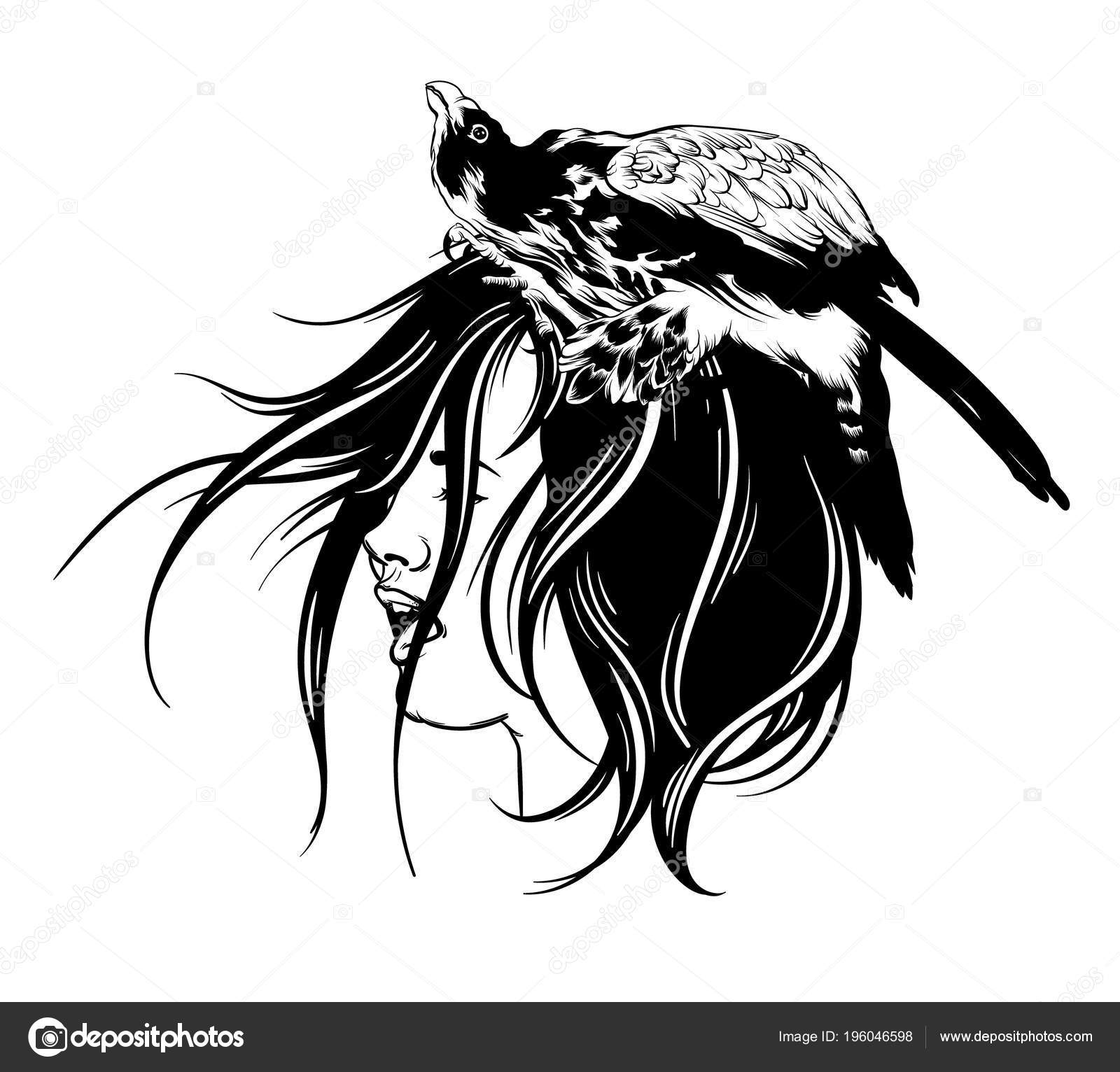 Vetor Desenhado Mão Ilustração Falcão Isolado Arte Tatuagem Surreal Com  Vetor de ©katytutynina 196046598, image size:1600x1532