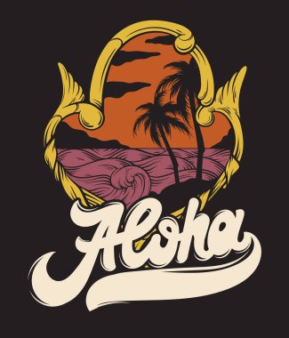 Vektör el tropikal peyzaj çizilen illüstrasyon.