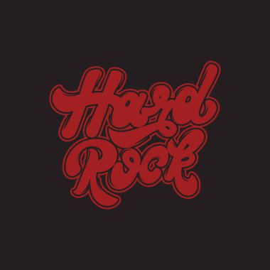 Hard rock. Vektör el yazı çekilmiş. Şablon kartı, poster. afiş, t-shirt, pin, rozet, yama için yazdırma.