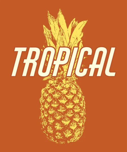 Tropical Vetor Mão Desenhada Ilustração Abacaxi Modelo Para Cartão Cartaz — Vetor de Stock