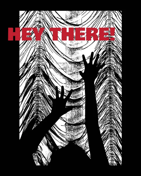 Vektor Handgezeichnete Illustration Eines Schrecklichen Schattens Fenster Plakat Für Thriller — Stockvektor