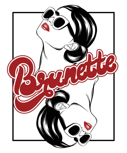 Brunette Handgeschreven Belettering Vector Hand Getekende Poster Met Illustratie Van — Stockvector