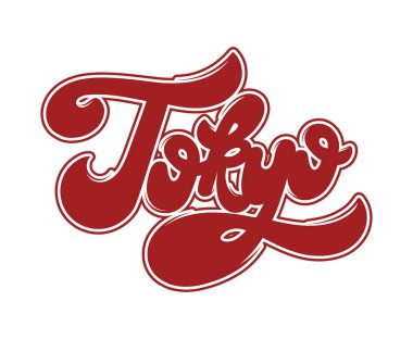 Tokyo. El yazısı harfler izole vektör. Şablon kartı, poster. afiş, t-shirt, pin, rozet, yama için yazdırma.