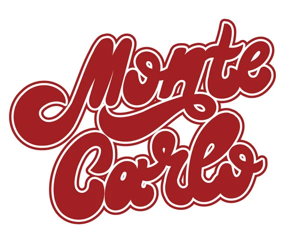 Monte Carlo Vector Hand Drawnlettering Isolerad Vit Bakgrund Mall För — Stock vektor