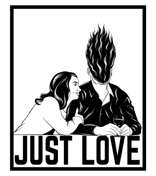 Juste Amour Illustration Vectorielle Surréaliste Dessinée Main Deux Amants Artwork — Image vectorielle