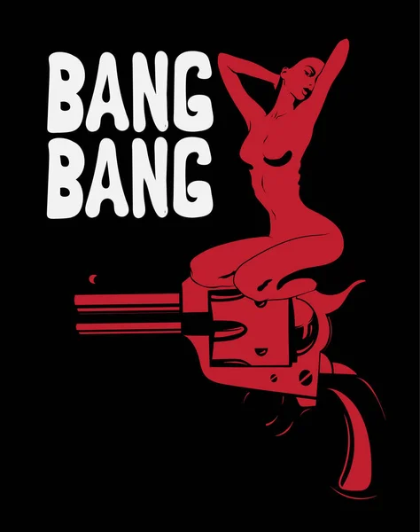 Bang Bang Vector Hand Getekende Illustratie Van Meisje Zittend Het — Stockvector