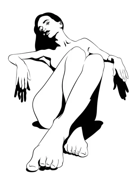 Illustration Vectorielle Dessinée Main Jolie Fille Artwork Tatouage Créatif Modèle — Image vectorielle