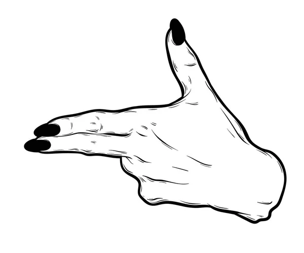 Vector Hand Drawn Realistic Illustration Human Hand Isolated Creative Tattoo — Stock Vector