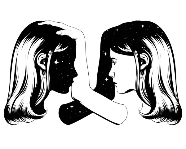 Vektör elle çizilmiş illüstrasyon izole ikiz.