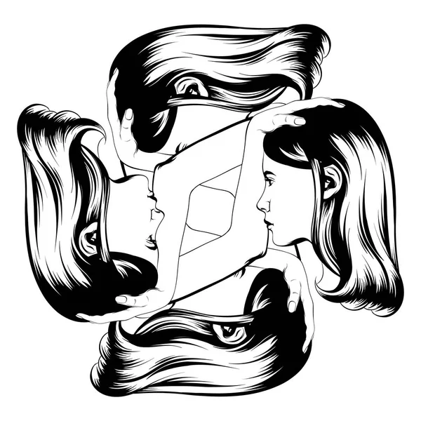 Illustration vectorielle dessinée à la main de jumeaux isolés . — Image vectorielle