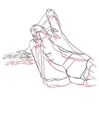 Vektör el çizilmiş güzel Bayan izole Illustration.