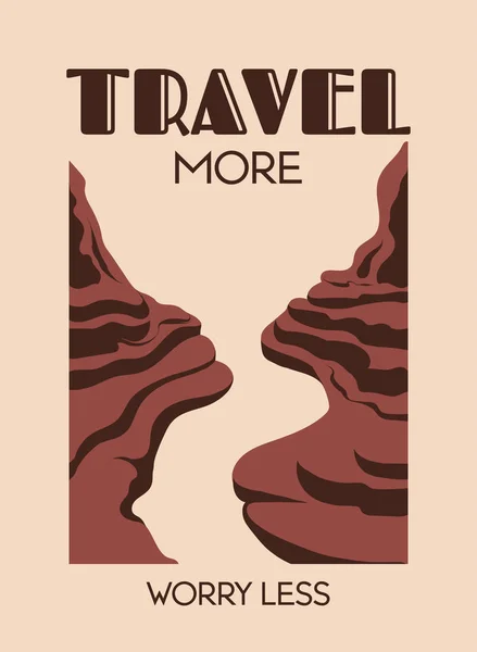 旅行はより多くの心配を減らします。砂漠の孤立したベクトル手描かれた風景. — ストックベクタ