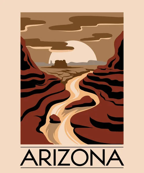 Arizona. Vektor kézzel rajzolt táj sivatag elszigetelt. — Stock Vector