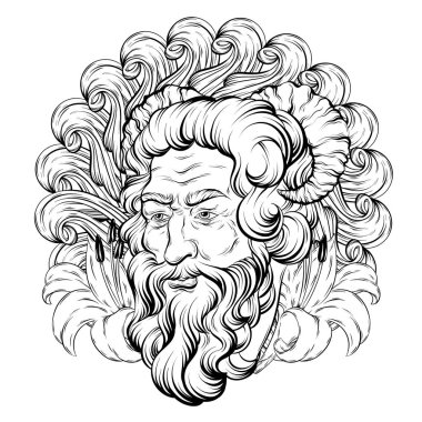 Vektör el satyr izole illüstrasyon çizilmiş. Yaratıcı dövme sanat.